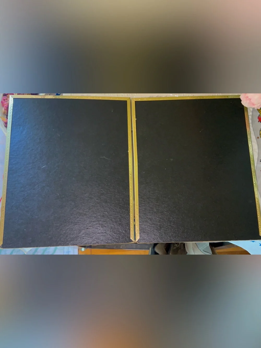 Vintage Gold Tone Metal Hinged Double picture Frame
